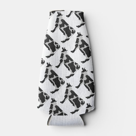 Koe zwart-wit Silhouette Flesjeskoeler (Voorkant)