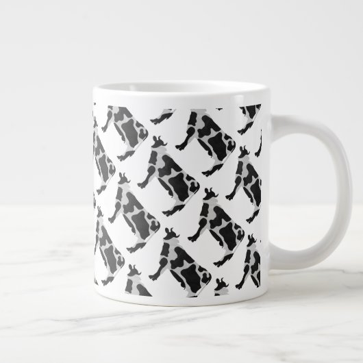 Koe zwart-wit Silhouette Grote Koffiekop (Rechts)