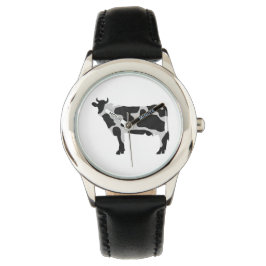 Koe zwart-wit Silhouette Horloge