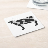 Koe zwart-wit Silhouette Kartonnen Onderzetters (Schuin)