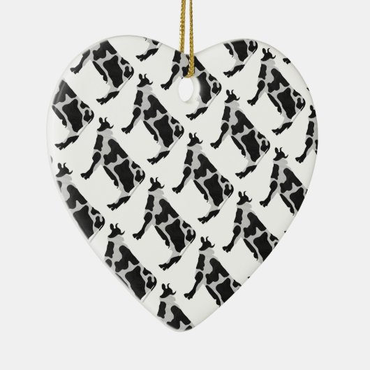 Koe zwart-wit Silhouette Keramisch Ornament (Rechts)