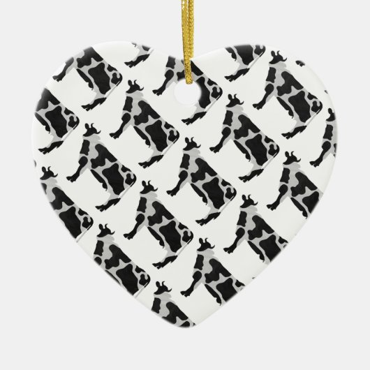 Koe zwart-wit Silhouette Keramisch Ornament (Voorkant)