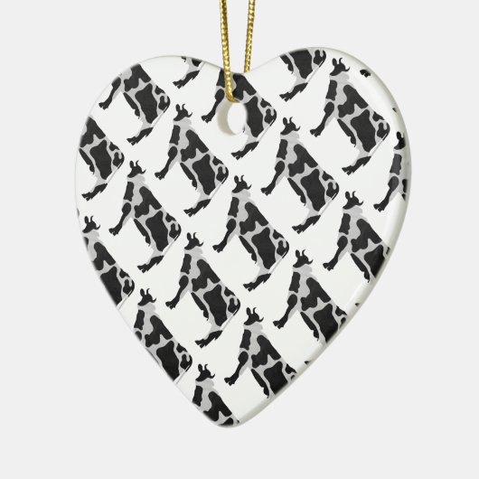 Koe zwart-wit Silhouette Keramisch Ornament (Links)