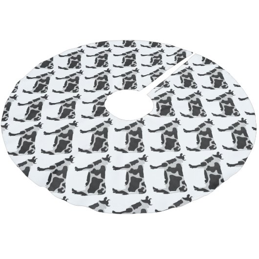 Koe zwart-wit Silhouette Kerstboom Rok (Gekanteld)