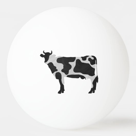 Koe zwart-wit Silhouette Pingpongbal (Achterkant)