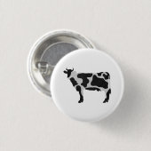 Koe zwart-wit Silhouette Ronde Button 3,2 Cm (Voorkant /achterkant)