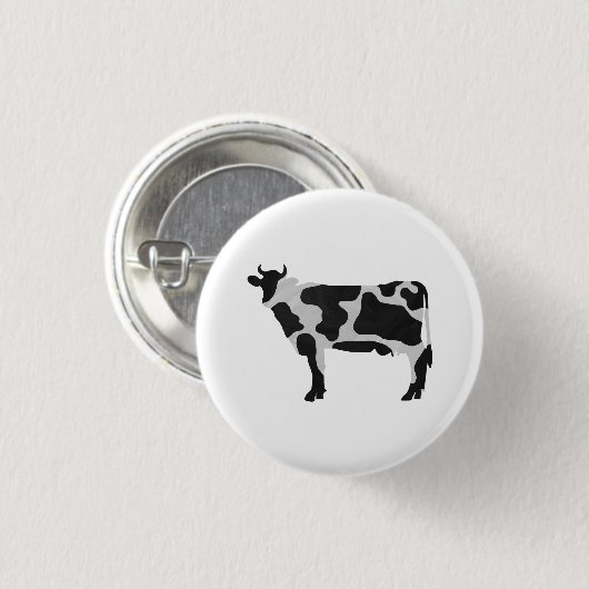 Koe zwart-wit Silhouette Ronde Button 3,2 Cm (Voorkant /achterkant)