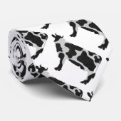 Koe zwart-wit Silhouette Stropdas (Opgerold)