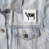 Koe zwart-wit Silhouette Vierkante Button 5,1 Cm (In situ)