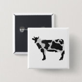 Koe zwart-wit Silhouette Vierkante Button 5,1 Cm (Voorkant /achterkant)