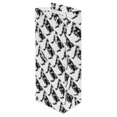 Koe zwart-wit Silhouette Wijn Cadeautas (Achterkant Gekanteld)