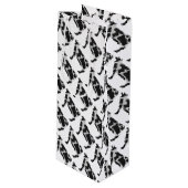 Koe zwart-wit Silhouette Wijn Cadeautas (Voorkant Gekanteld)