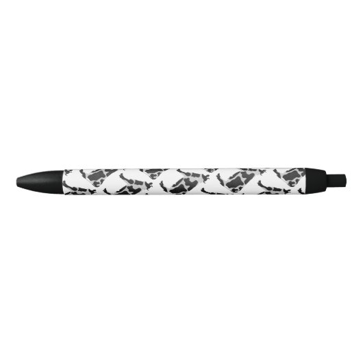 Koe zwart-wit Silhouette Zwarte Inkt Pen (Voorkant)