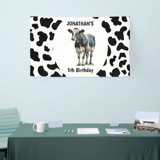 Koe Zwart-wit Spandoek (Beurs)