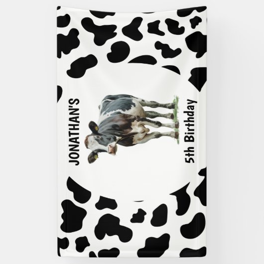 Koe Zwart-wit Spandoek (Verticaal)