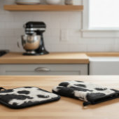 Koe Zwart Wit Vlekken Bont Ovenwant & Pannenlap Set