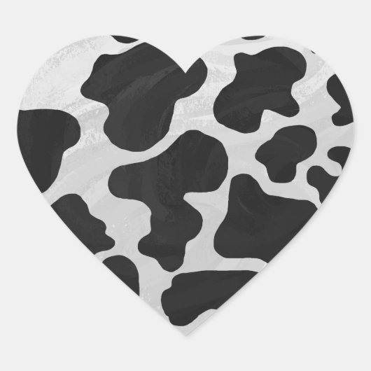Koe zwart-witafdrukken hart sticker (Voorkant)