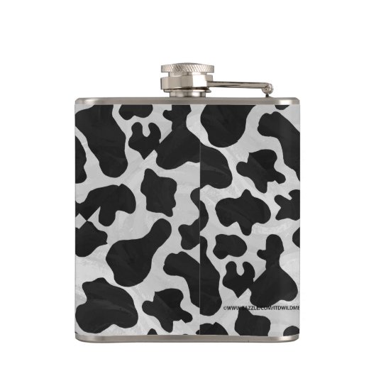 Koe zwart-witafdrukken heupfles (Achterkant)