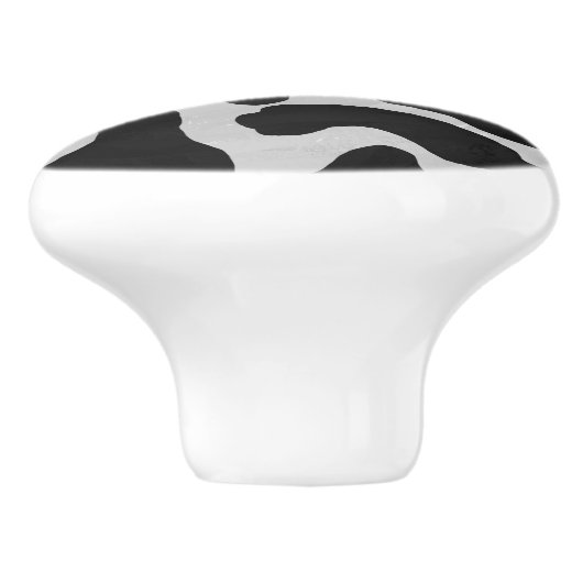 Koe zwart-witafdrukken keramische knop (Zijkant)