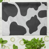 Koe zwart-witafdrukken theedoek (Gevouwen)
