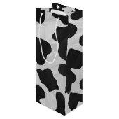 Koe zwart-witafdrukken wijn cadeautas (Achterkant Gekanteld)