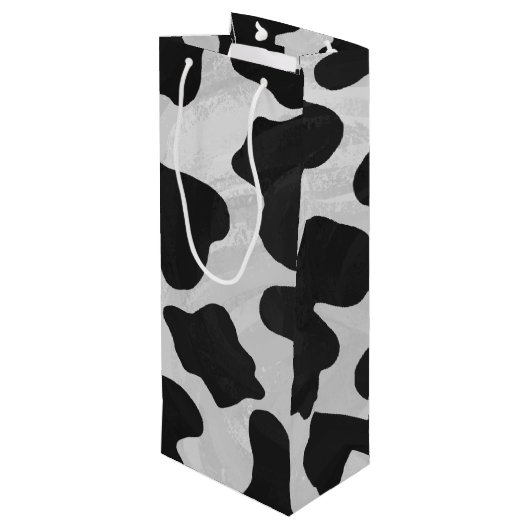 Koe zwart-witafdrukken wijn cadeautas (Achterkant Gekanteld)