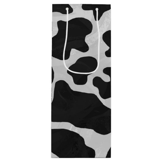 Koe zwart-witafdrukken wijn cadeautas (Voorkant)