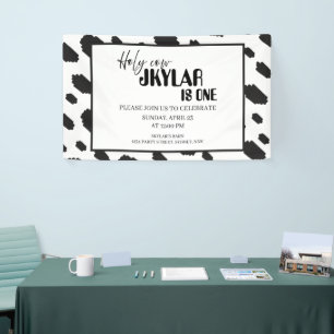 Koe Zwart Witte Vlekken Vacht Spandoek