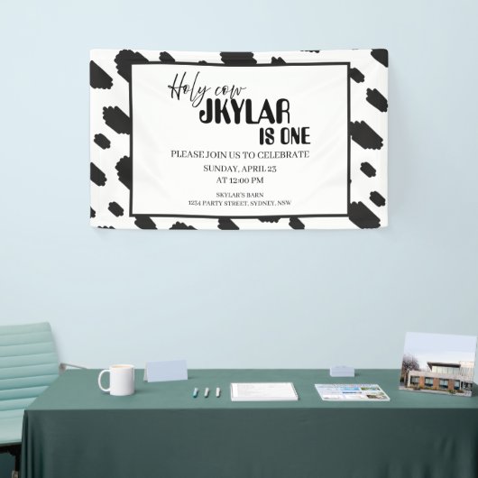Koe Zwart Witte Vlekken Vacht Spandoek (Beurs)