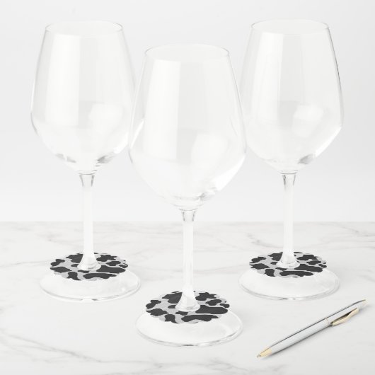 Koe zwart-witte vlekken wijnrokken wijnglaslabel (Set)