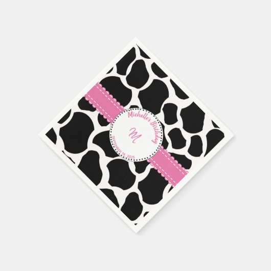 Koe - zwarte afdrukroze dag servet (Hoek)