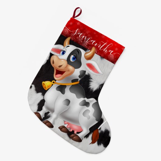 Koe zwarte kerststaart grote kerstsok (Voorkant (Hangend))