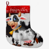 Koe zwarte kerststaart grote kerstsok (Voorkant)