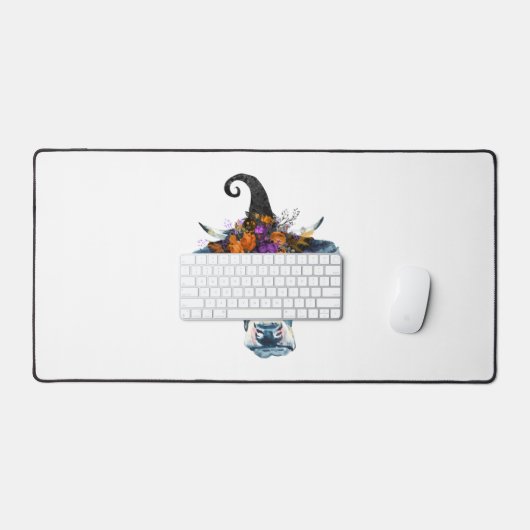 Koe zwarte witte halloween witch bureaumat (Keyboard & Muis)