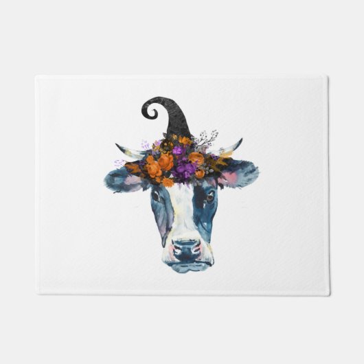 Koe zwarte witte halloween witch deurmat (Voorkant)