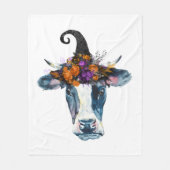 Koe zwarte witte halloween witch fleece deken (Voorkant)