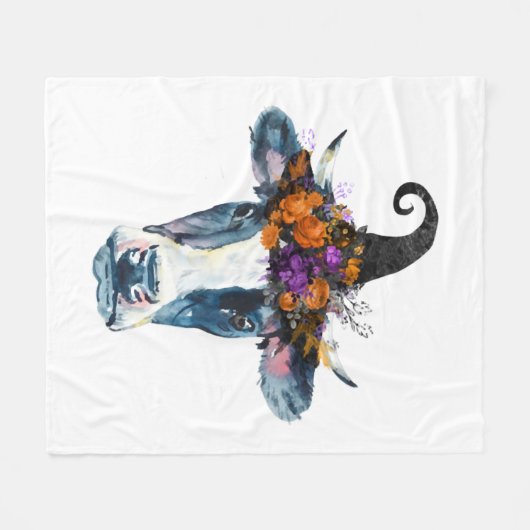 Koe zwarte witte halloween witch fleece deken (Voorkant (Horizontaal))