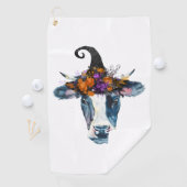 Koe zwarte witte halloween witch golfhanddoek (Insitu)