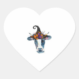 Koe zwarte witte halloween witch hart sticker