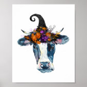 Koe zwarte witte halloween witch poster (Voorkant)