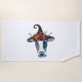 Koe zwarte witte halloween witch strandlaken (Voorkant)