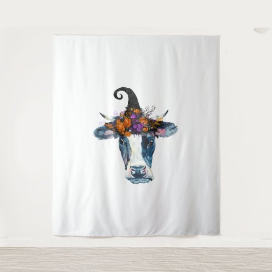 Koe zwarte witte halloween witch wandkleed (Voorkant)