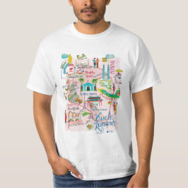 Koeala Lumpur roze illustratieve reiskaart T-shirt