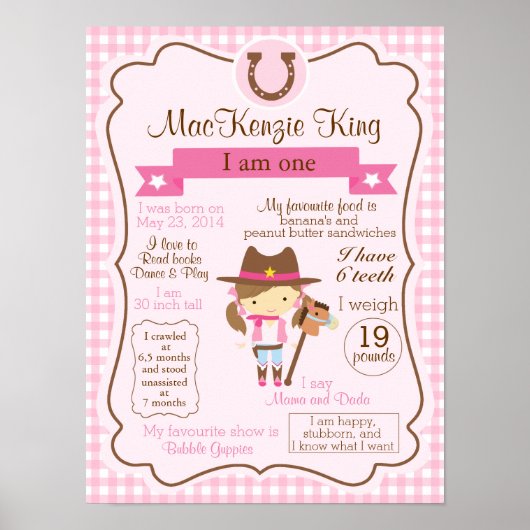 KoeGirl 1 jaar voor je verjaardagsmeisje Poster (Voorkant)