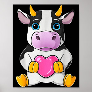 Koeharten Cute Valentijnsdag Boerderijdier Vrouwen Poster