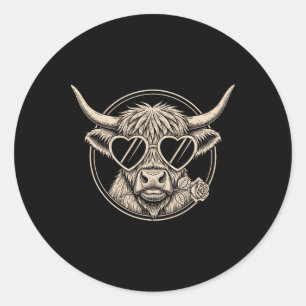 Koeharten Enkelroos Valentijns Cirkel Frame  Ronde Sticker