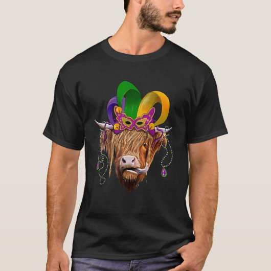 Koehelander Hooglanders Koe Carnaval Narrenhoofdde T-shirt (Voorkant)