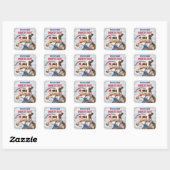 Koei die garnalen grilt met zelfgemaakte barbecues vierkante sticker (Vel)