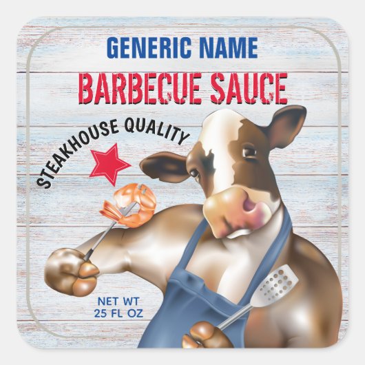 Koei die garnalen grilt met zelfgemaakte barbecues vierkante sticker (Voorkant)