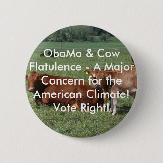 koeien-19rq, ObaMa & Cow Flatulence - Een grote ma Ronde Button 5,7 Cm